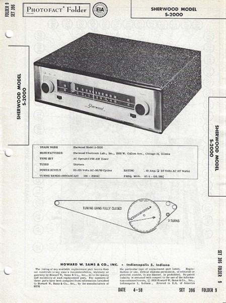 Sherwood S-2000 - Photofact - Schematic Set 396/Folder 9