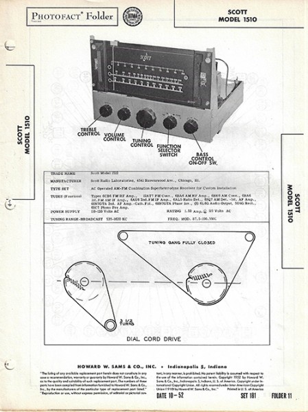 Scott 1510 - Photofact - Schematic Set 181/Folder 11
