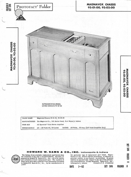 Magnavox Chassis 93-01-00, 93-02-00 - Photofact - Schematic Set 586/Folder 8
