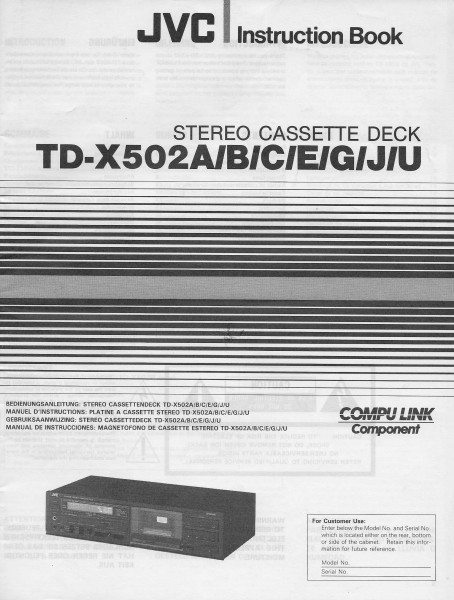 JVC TD-X502A/B/C/E/G/J/U Bedienungsanleitung