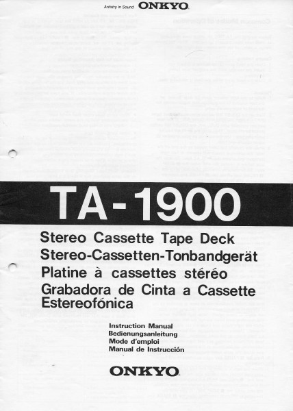 Onkyo TA-1900 Bedienungsanleitung