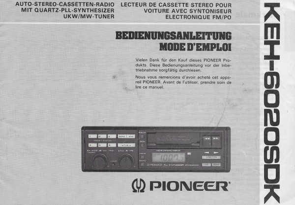 Pioneer KEH-6020SDK Bedienungsanleitung