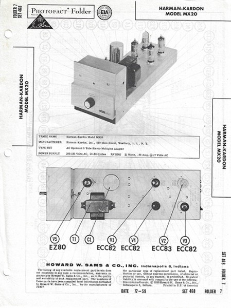 Harman-Kardon MX20 - Photofact - Schematic Set 468/Folder 7