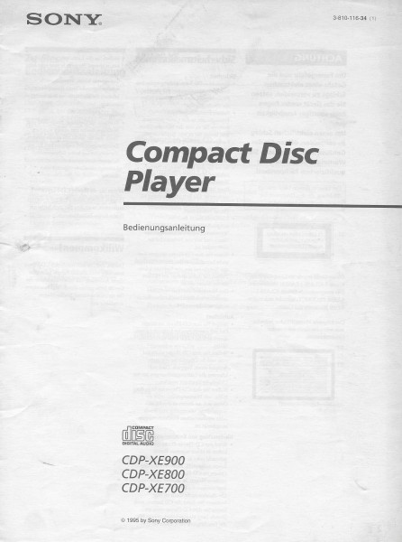 Sony CDP-XE900 / CDP-XE800 / CDP-XE700 Bedienungsanleitung
