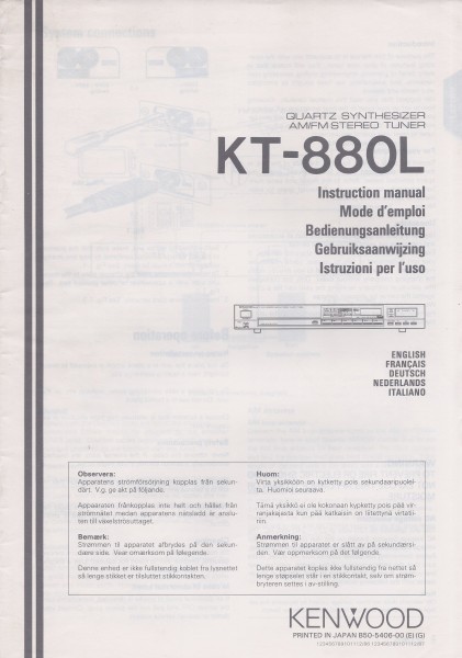 Kenwood KT-880L Bedienungsanleitung