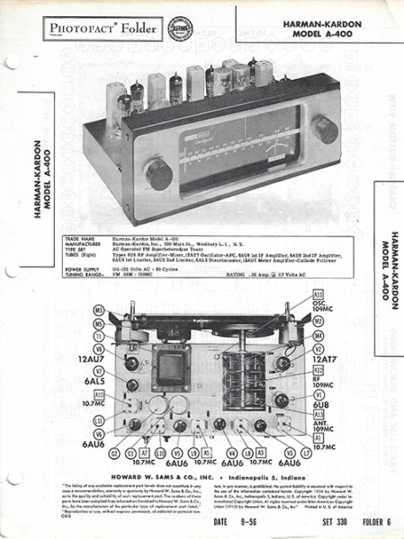 Harman-Kardon A-400 - Photofact - Schematic Set 330/Folder 6
