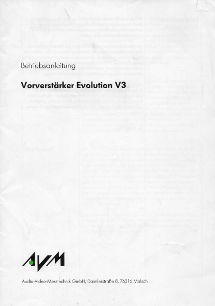 AVM Vorverstärker Evolution M3 Bedienungsanleitung