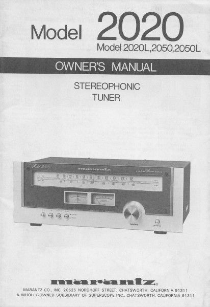 Marantz 2020 / 2020L / 2050 / 2050L Bedienungsanleitung