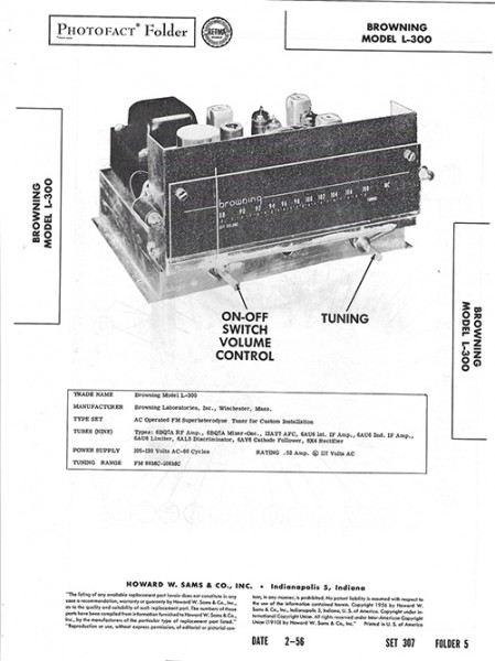 Browning L-300 - Photofact - Schematic Set 307/Folder 5