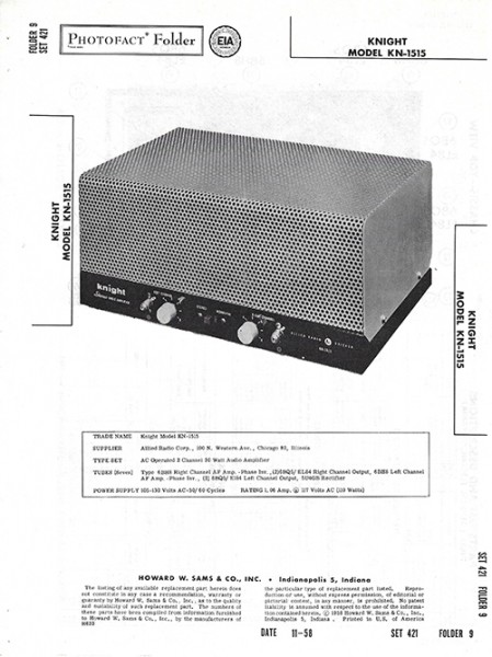 Knight KN-1515 - Photofact - Schematic Set 421/Folder 9