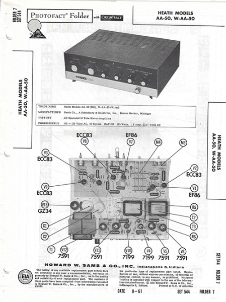 Heath AA-50, W-AA-50 - Photofact - Schematic Set 544/Folder 7