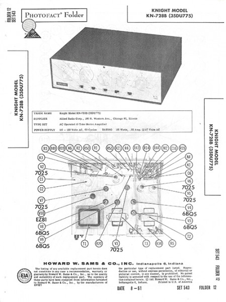 Knight KN-728B (35DU775) - Photofact - Schematic Set 543/Folder 12