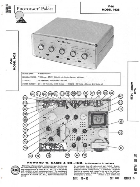 V-M 1428 - Photofact - Schematic Set 600/Folder 15