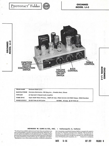 Grommes LJ-3 - Photofact - Schematic Set 277/Folder 6