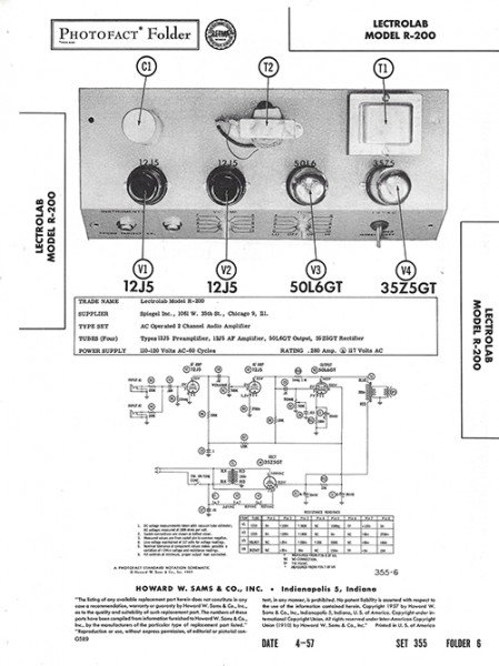 Lectrolab R-200 - Photofact - Schematic Set 355/Folder 6