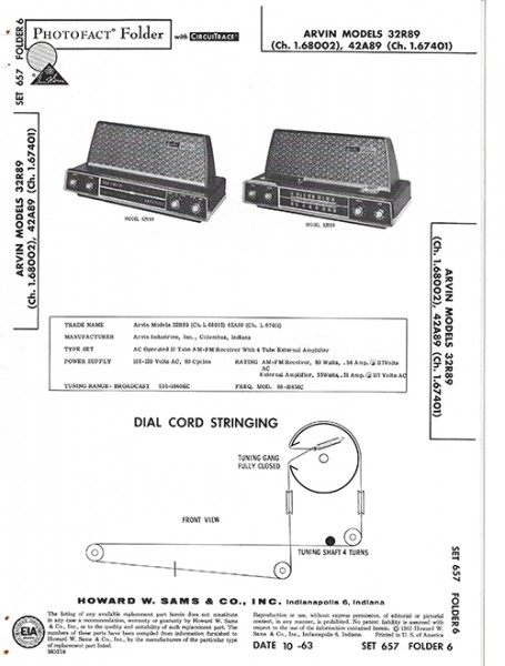 Arvin 32R89, 42A89 - Photofact - Schematic Set 657/Folder 6