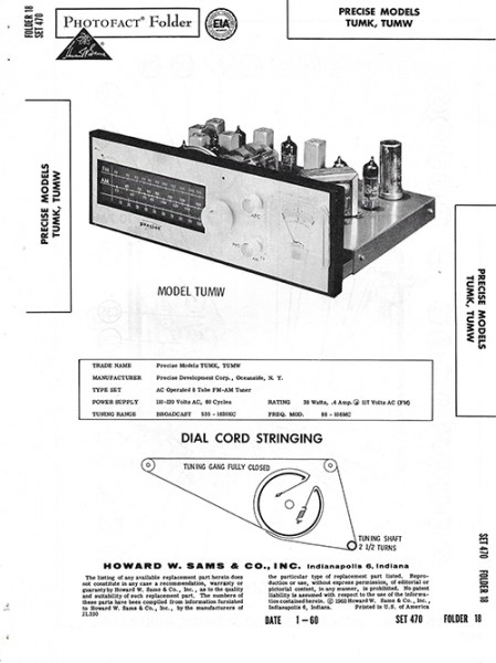 Precise TUMK, TUMW - Photofact - Schematic Set 470/Folder 18
