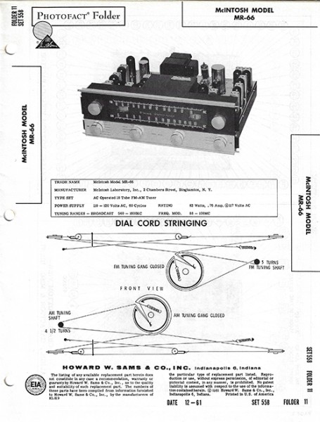 McIntosh MR-66 - Photofact - Schematic Set 558/Folder 11