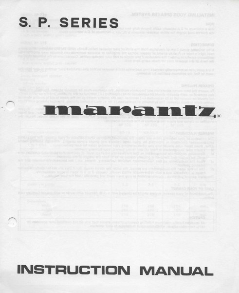 Marantz S. P. Series Bedienungsanleitung