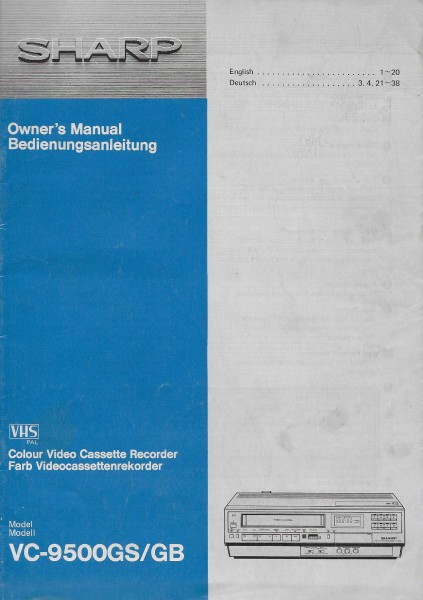 Sharp VC-9500GS/GB Bedienungsanleitung