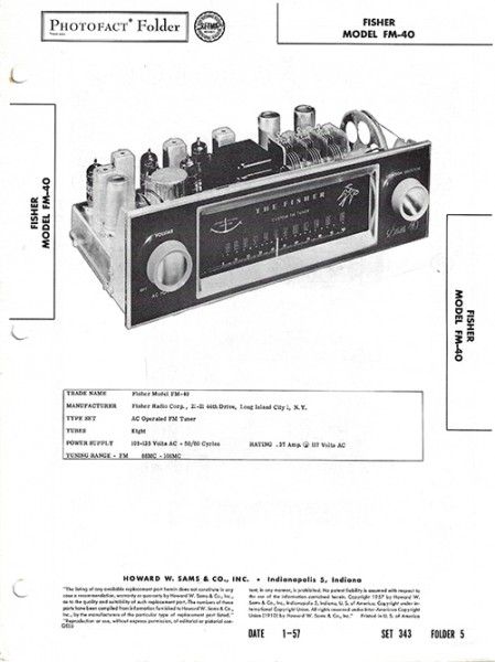 Fisher FM-40 - Photofact - Schematic Set 343/Folder 5
