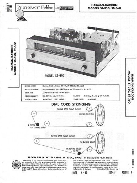 Harman-Kardon ST-350, ST-360 - Photofact - Schematic Set 481/Folder 7