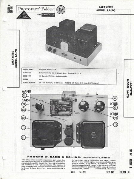 Lafayette LA-70 - Photofact - Schematic Set 441/Folder 8