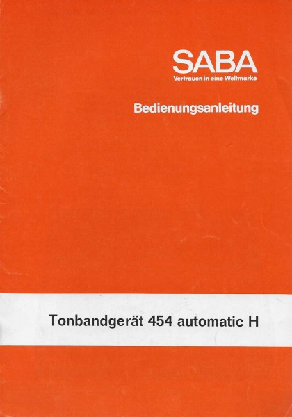 Saba 454 automatic H Bedienungsanleitung