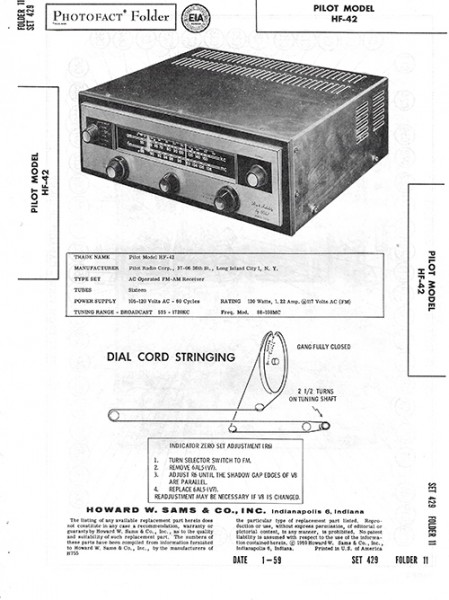 Pilot HF-42 - Photofact - Schematic Set 429/Folder 11
