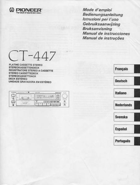 Pioneer CT-447 Bedienungsanleitung