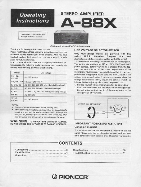 Pioneer A-88X Bedienungsanleitung