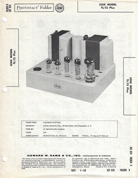 Leak TL/12 Plus - Photofact - Schematic Set 429/Folder 8