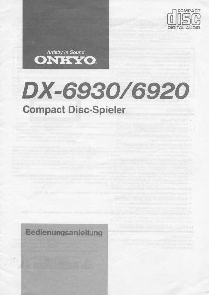 Onkyo DX-6930/6920 Bedienungsanleitung