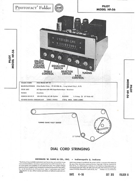 Pilot HF-56 - Photofact - Schematic Set 313/Folder 8