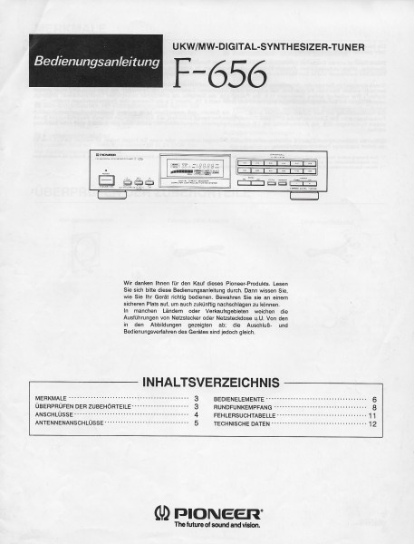Pioneer F-656 Bedienungsanleitung