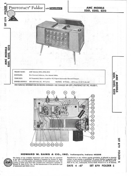 AMC S201, S202, S212 - Photofact - Schematic Set 879/Folder 5