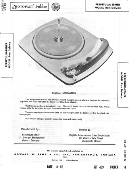 Perpetuum-Ebner Rex Deluxe - Photofact - Schematic Set 409/Folder 14