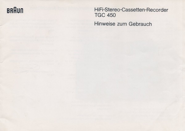 Braun TGC 450 Bedienungsanleitung