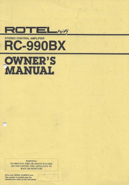 Rotel RC-990BX Bedienungsanleitung