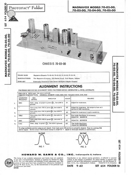 Magnavox 70-02-00, 70-03-00, 70-04-00, 70-05-00 - Photofact - Schematic Set 654/Folder 10