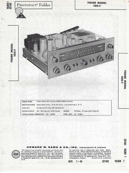 Fisher 100-T - Photofact - Schematic Set 493/Folder 7
