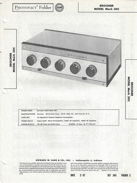 Brociner Mark 30C - Photofact - Schematic Set 346/Folder 3