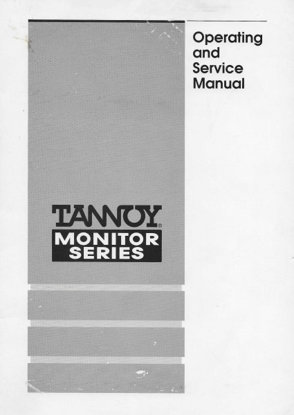 Tannoy Monitor Series Loudspeakers Bedienungsanleitung