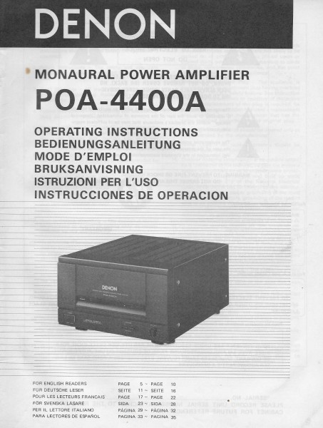 Denon POA-4400A Bedienungsanleitung