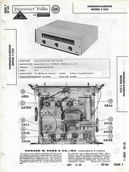 Harman-Kardon T-224 - Photofact - Schematic Set 440/Folder 4