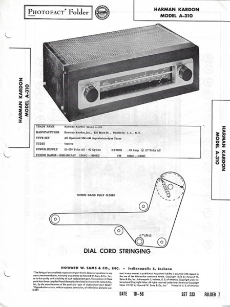 Harman-Kardon A-310 - Photofact - Schematic Set 333/Folder 7