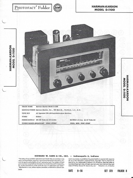 Harman-Kardon D-1100 - Photofact - Schematic Set 329/Folder 8