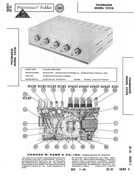 Pacemaker 2221B - Photofact - Schematic Set 471/Folder 11