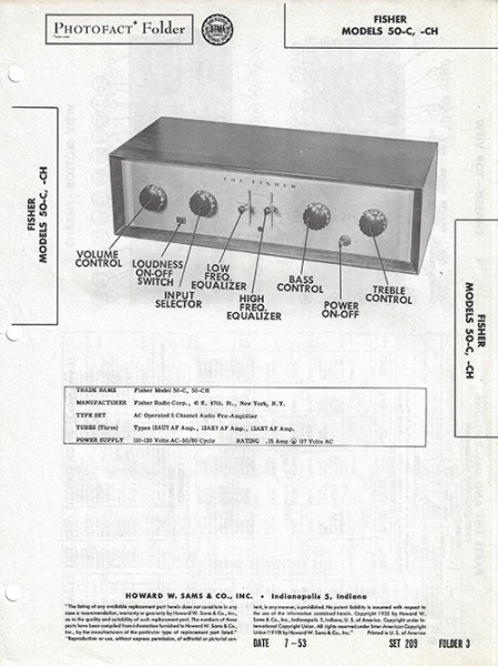 Fisher 50-C, -CH - Photofact - Schematic Set 209/Folder 3