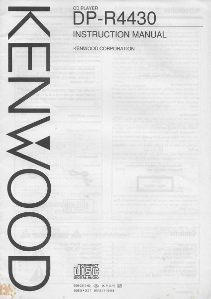 Kenwood DP-R4430 Bedienungsanleitung